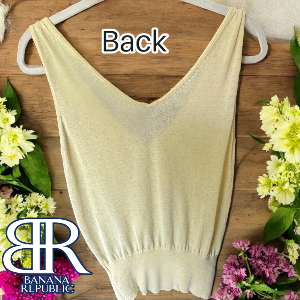 Silk Blend Knit Banana Republic Pale Yellow Sleeveless Sweater Vest Top - Picture 9 of 17